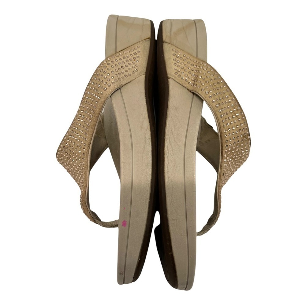 Vionic Naples Cream Suede Crystal Thong Comfort Sandals - Picture 9 of 12